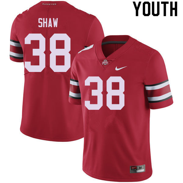 Ohio State Buckeyes Bryson Shaw Youth #38 Red Authentic Stitched College Football Jersey